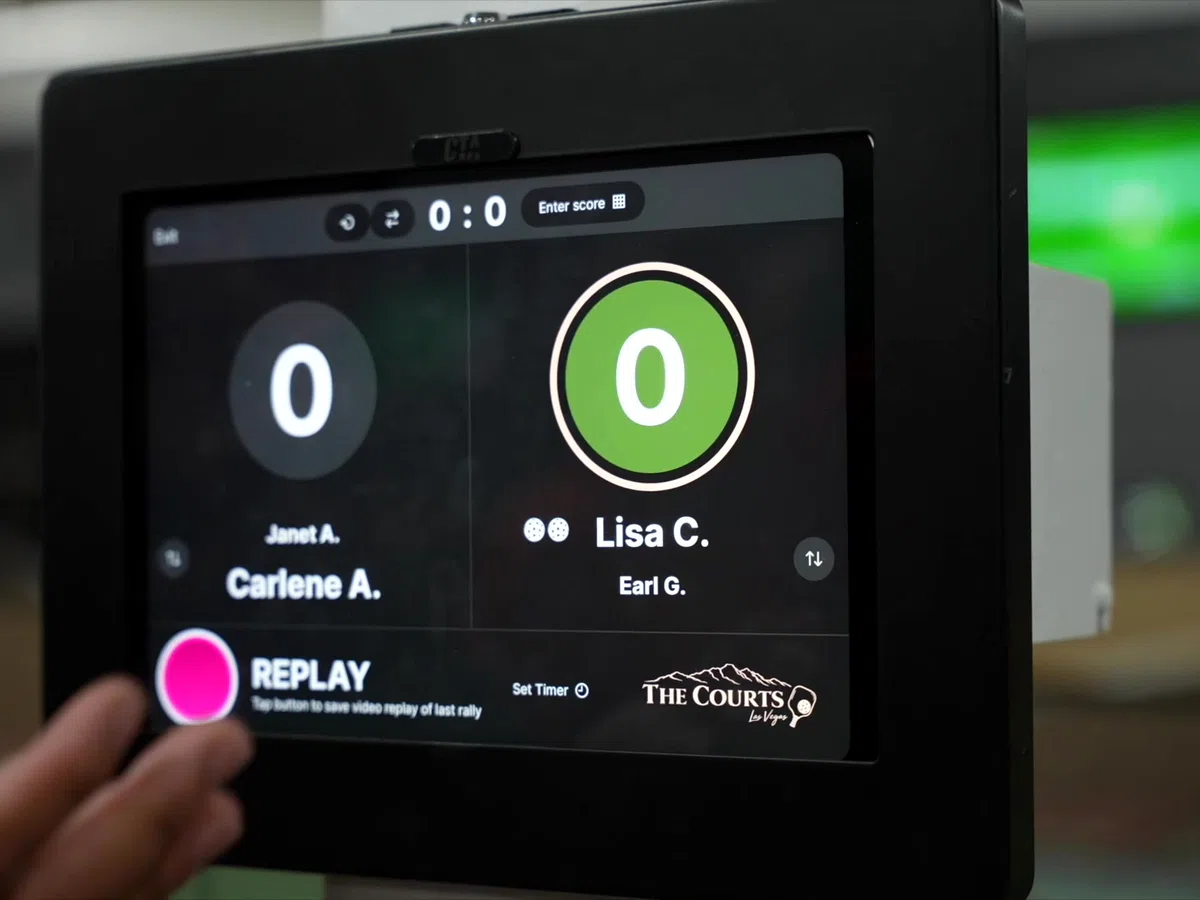 PodPlay replay screen at The Courts LV